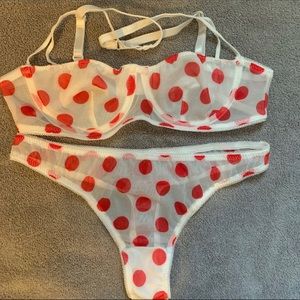 Polka Dot Mesh Underwear Lingerie Set🌸